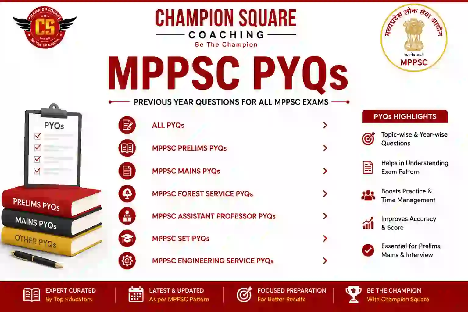 MPPSC Previous Year Question Papers PYQ - Champion Square Indore